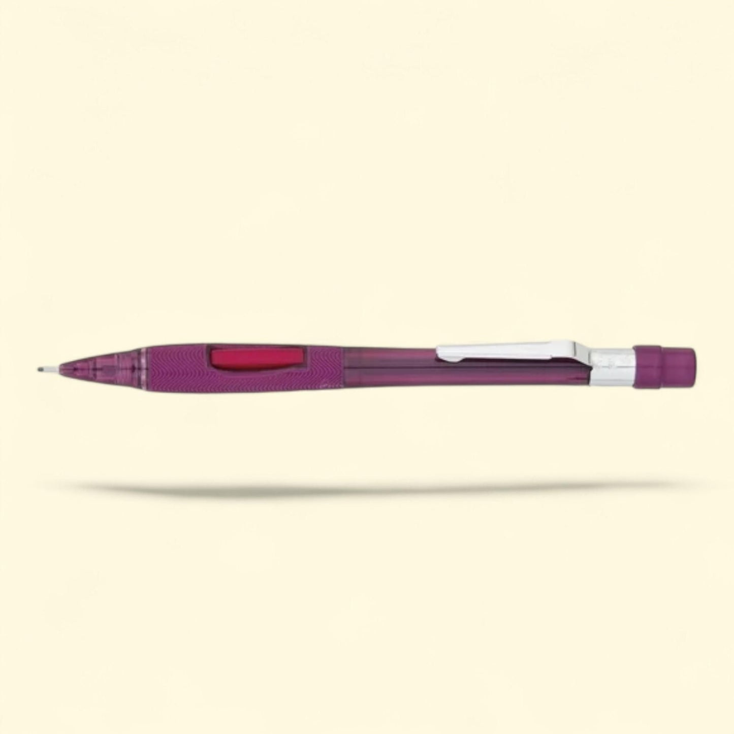 Pentel Quicker Clicker Mechanical Pencil, 0.9 mm HB, Black Lead, Transparent Burgundy Barrel