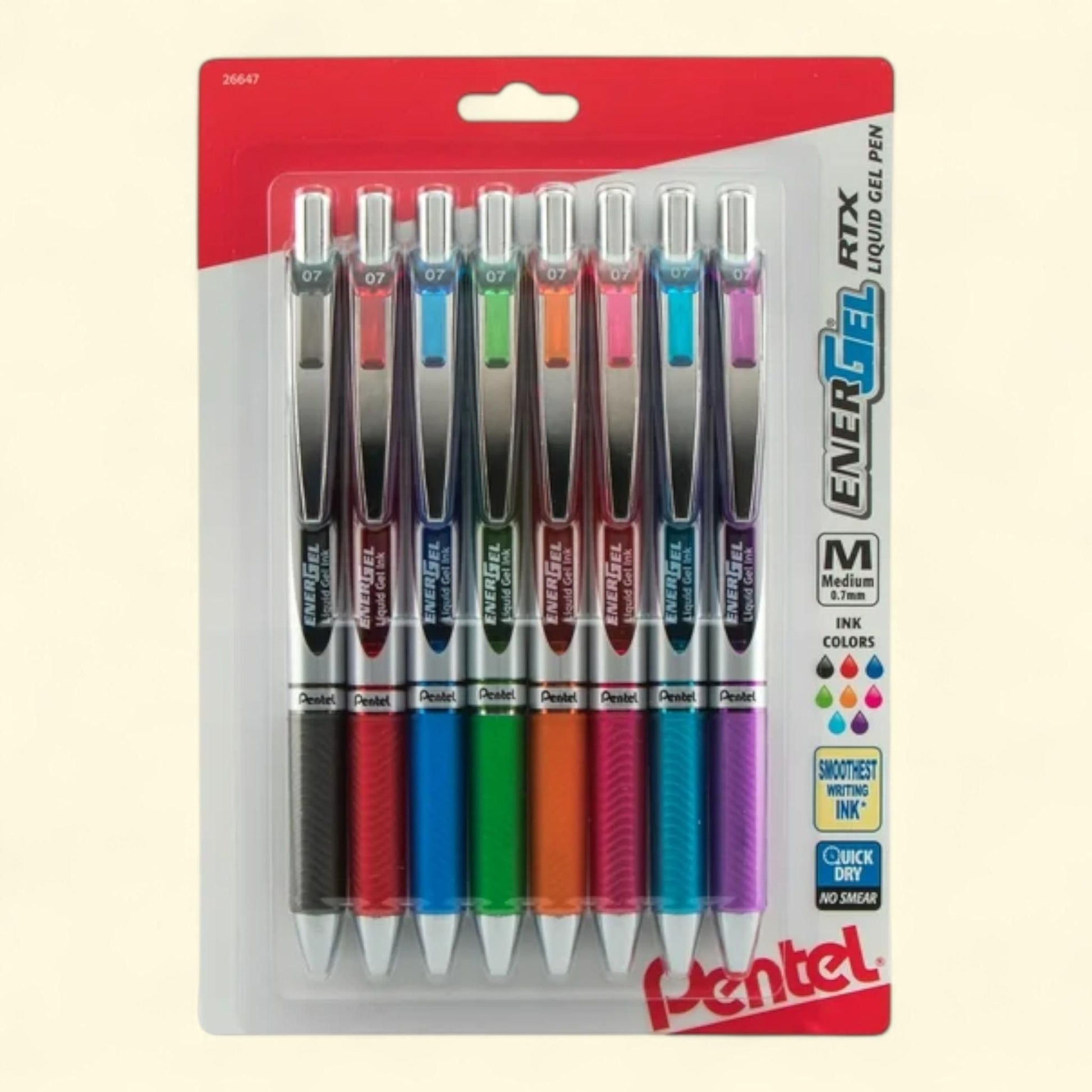 Pentel EnerGel RTX Gel Pen, 0.7mm, Pack of 8 Pens — authentic US product shipped worldwide by Treatspree