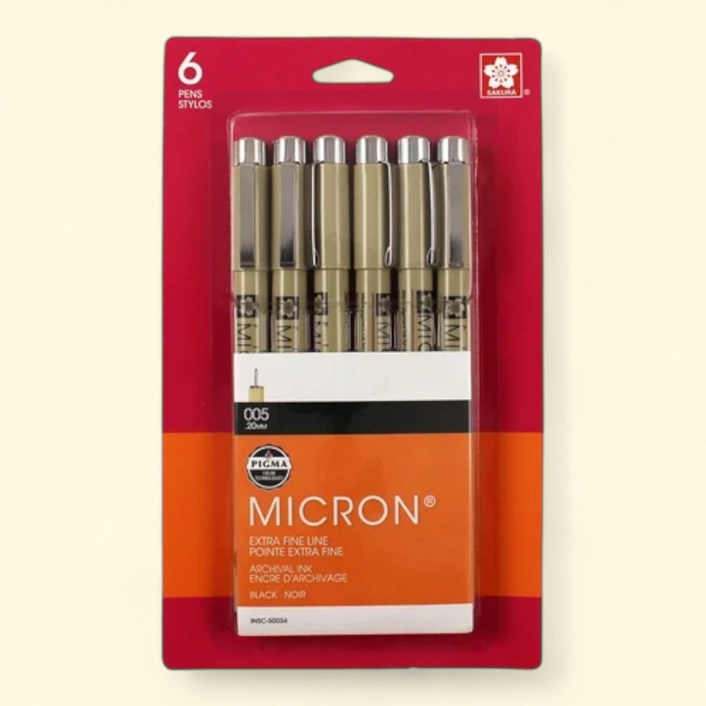 Pigma Micron Pens, Fine, 0.2 mm, Black Ink, 6 Count — authentic US product shipped worldwide by Treatspree