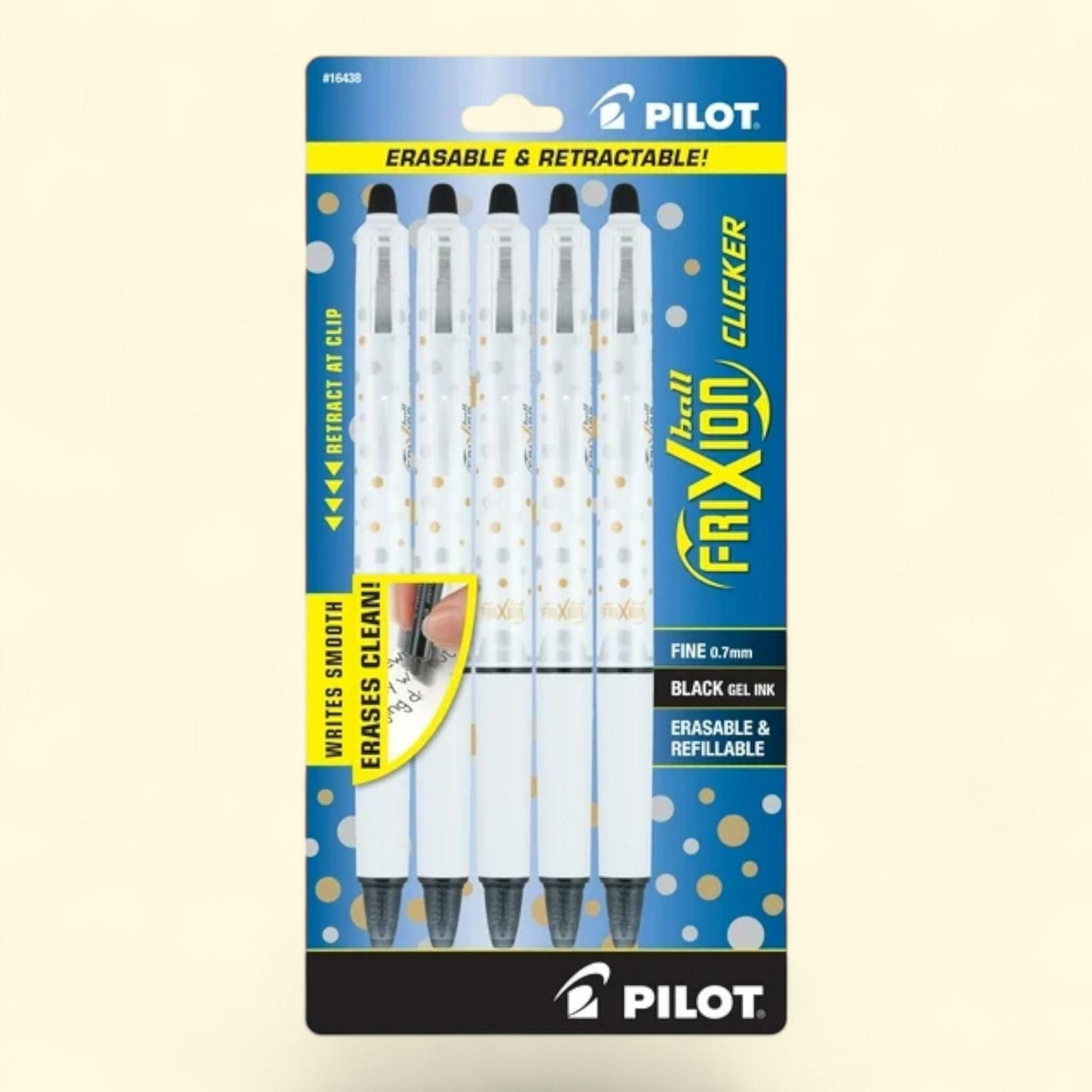 Pilot FriXion Clicker Dots Collection Gel Pens, Fine, Black Ink, 5 ... — authentic US product shipped worldwide by Treatspree