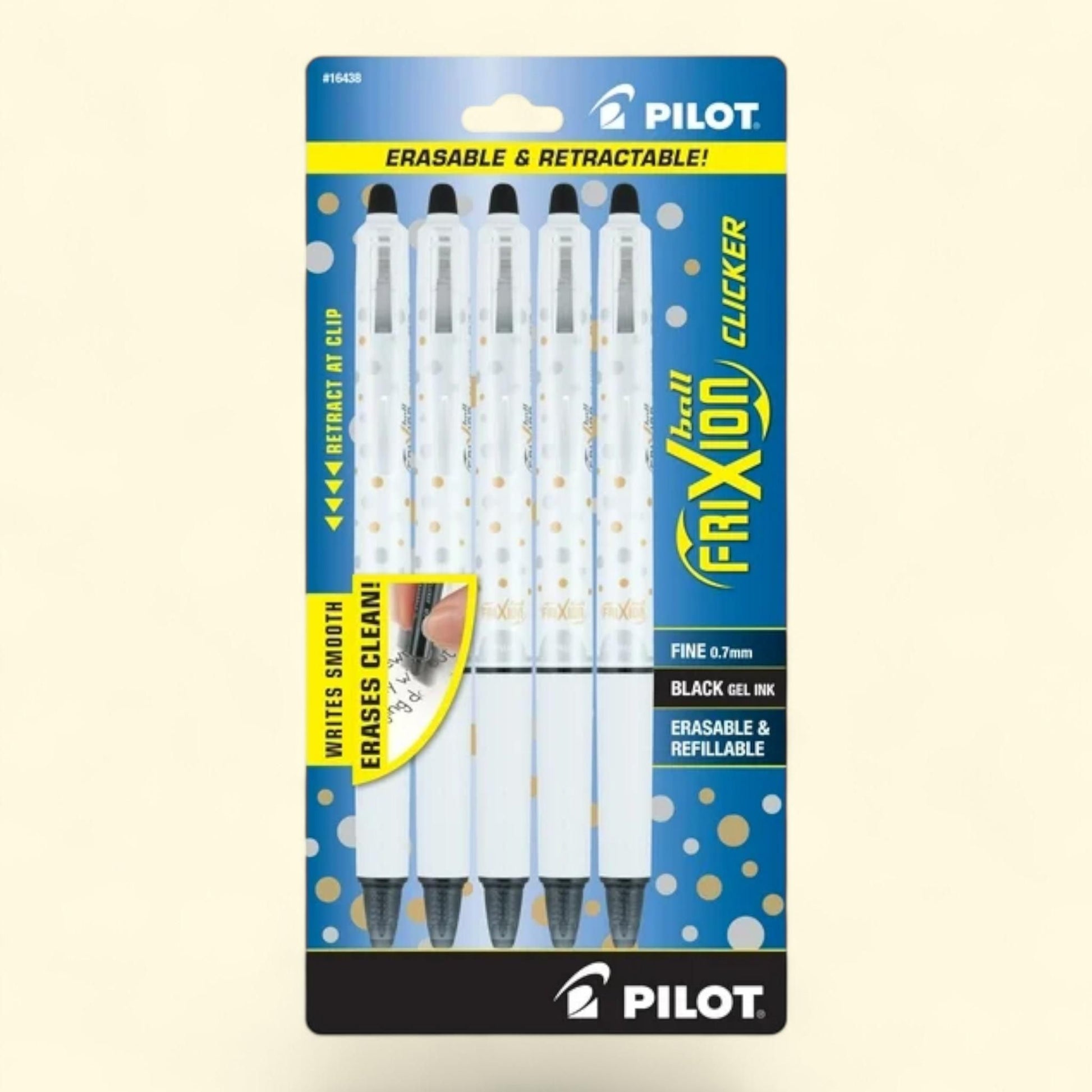 Pilot FriXion Clicker Dots Collection Gel Pens, Fine, Black Ink, 5 ... — authentic US product shipped worldwide by Treatspree