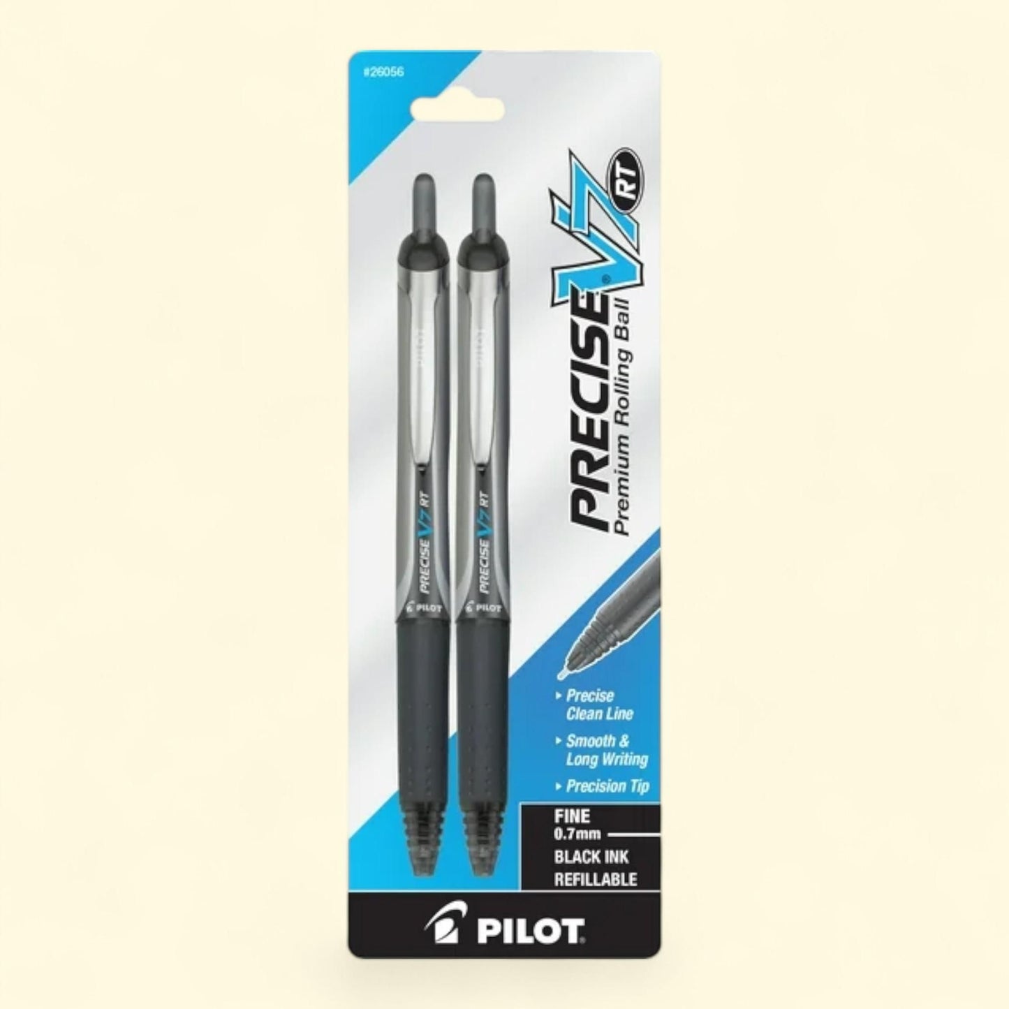 Pilot Precise V7 Retractable Rolling Ball Pens, 0.7mm, 2 Pack