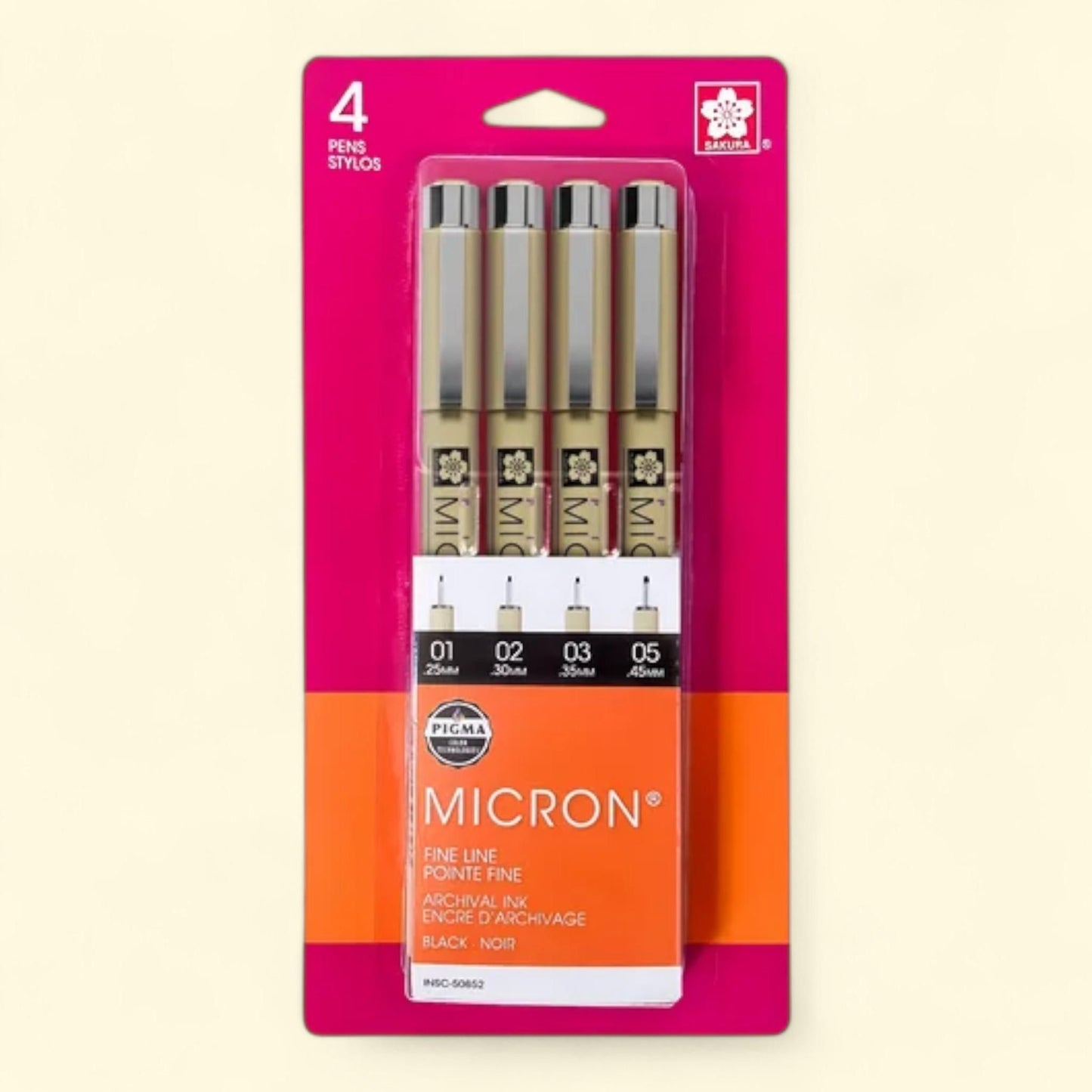 Sakura Pigma Micron Fineliner Pen Set, 4 Pens