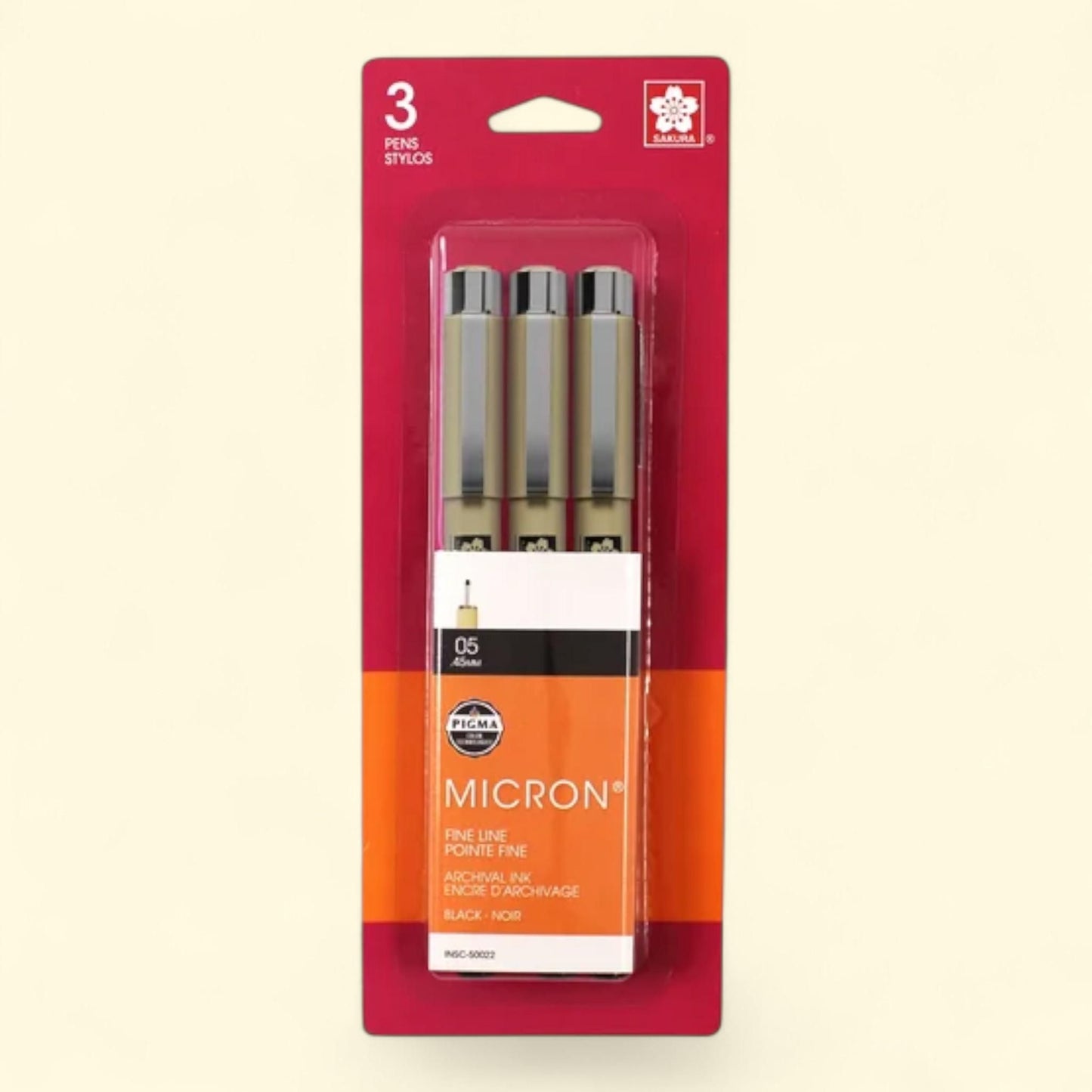 Sakura Pigma Micron Fineliner Pens, 05 Tip Size, 3-Pack