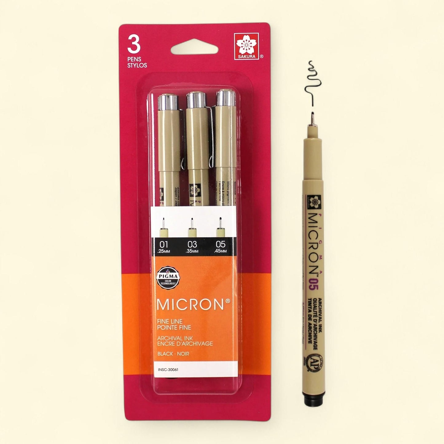 Sakura Pigma Micron Pens, 3 Count, Fine Point (.25, .35, .45mm)