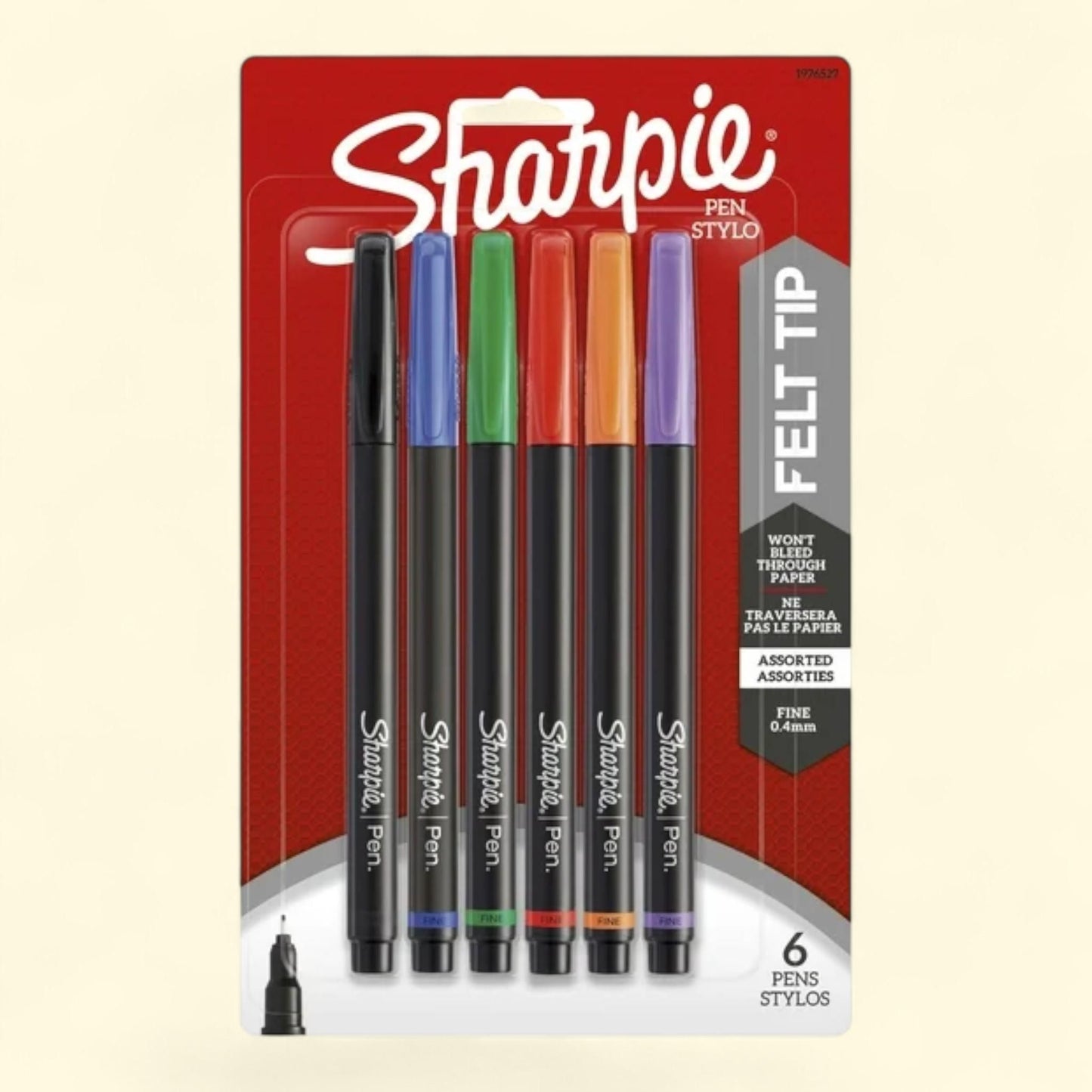 Sharpie Pens, Fine Point, Assorted Colors, 6 Count