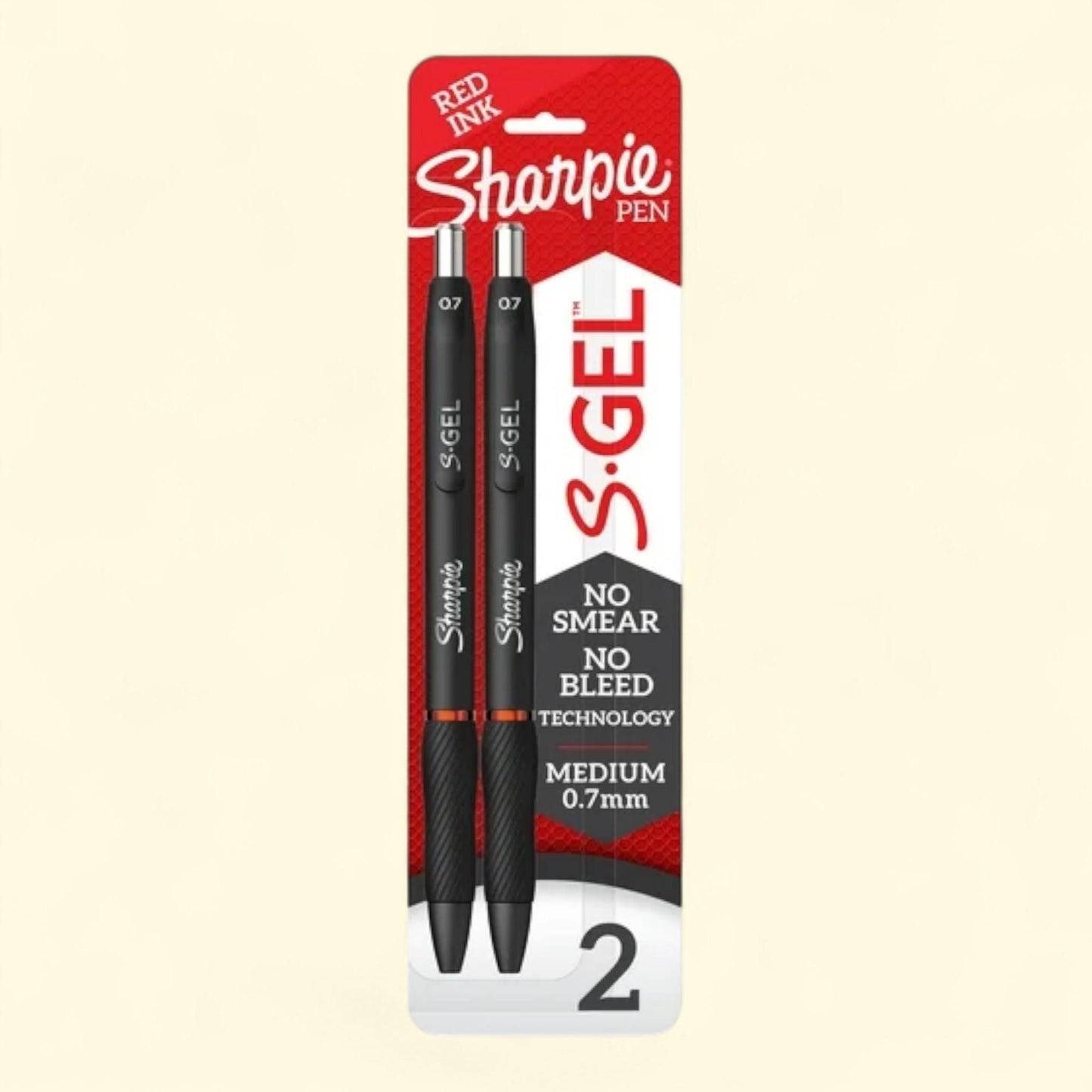 Sharpie S-Gel Pen, Medium 0.7mm, Red Ink, 2 Count — authentic US product shipped worldwide by Treatspree