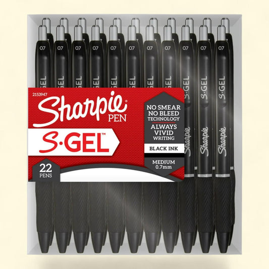 Sharpie S-Gel Pens, Medium Point, Black Ink, 22 Count