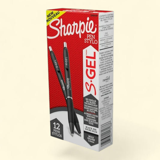 Sharpie S-Gel, Gel Pens, Bold Point (1.0mm), Black Ink, 12 Count