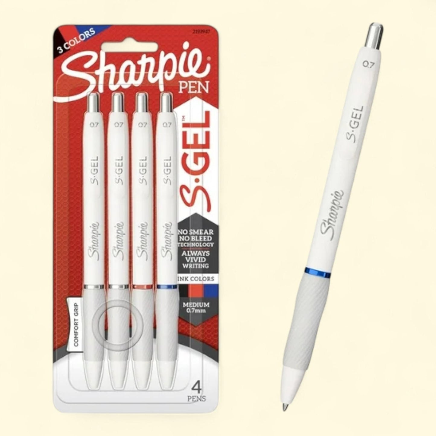 Sharpie S-Gel, Gel Pens, Medium Point (0.7mm), 4 Count — authentic US product shipped worldwide by Treatspree