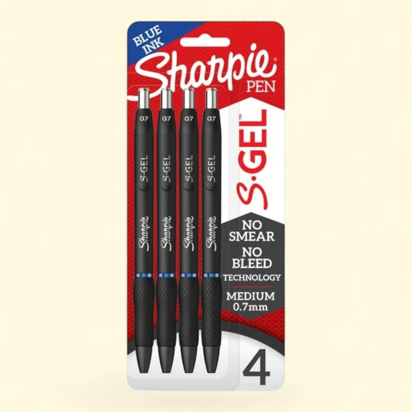 Sharpie S-Gel Gel Pens, Medium Point (0.7mm), Blue Ink, 4 Count