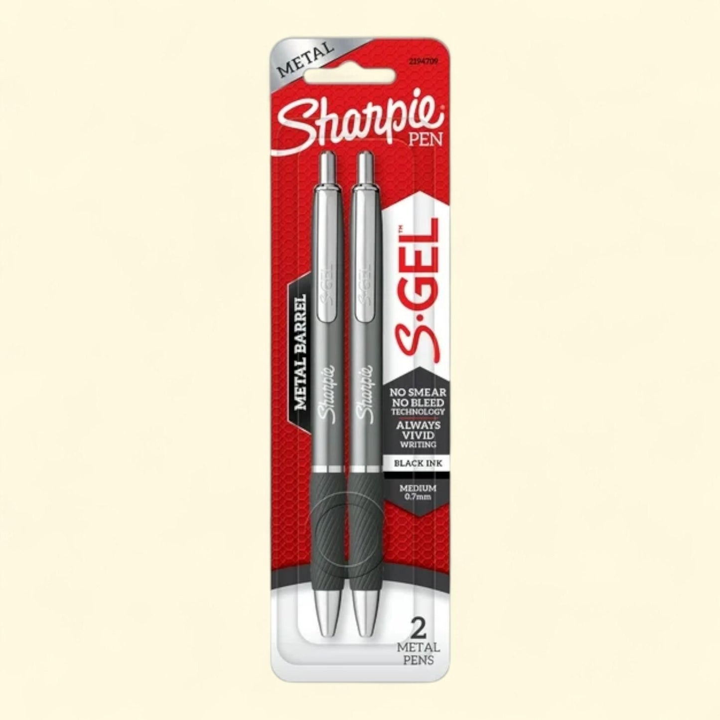 Sharpie S-Gel Gel Pens, Medium Point (0.7mm), Black Ink, 2 Count