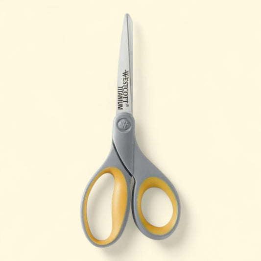 Westcott Titanium Straight Scissors, 7", Gray/Yellow
