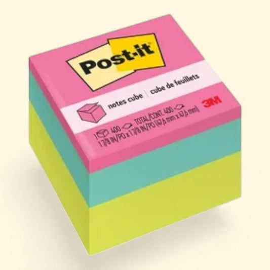 Post-it Notes Cube, Bright Colors, 1 7/8" x 1 7/8", 1 Cube