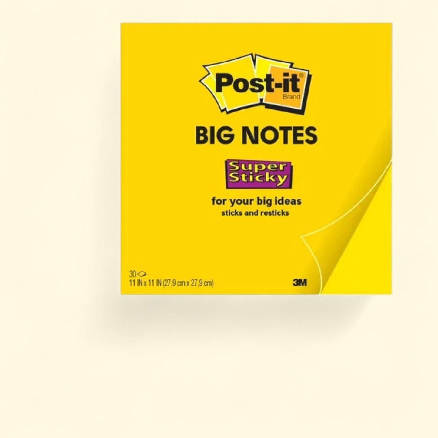 Post-it Big Notes, Bright Yellow, 11 in x 11 in, 1 Pad