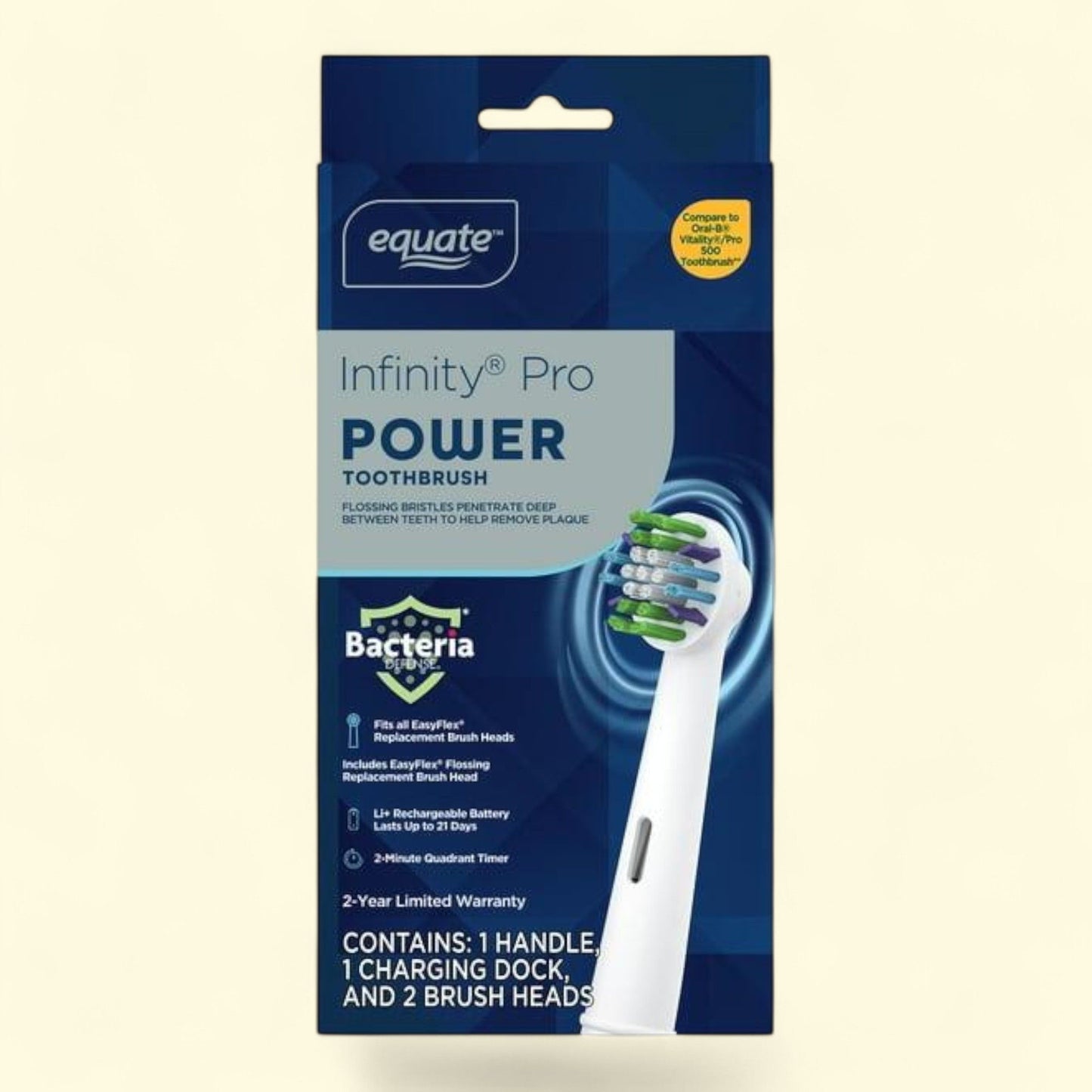 Equate Infinity Pro Power Rechargeable Electric Toothbrush, White (... — authentic US product shipped worldwide by Treatspree