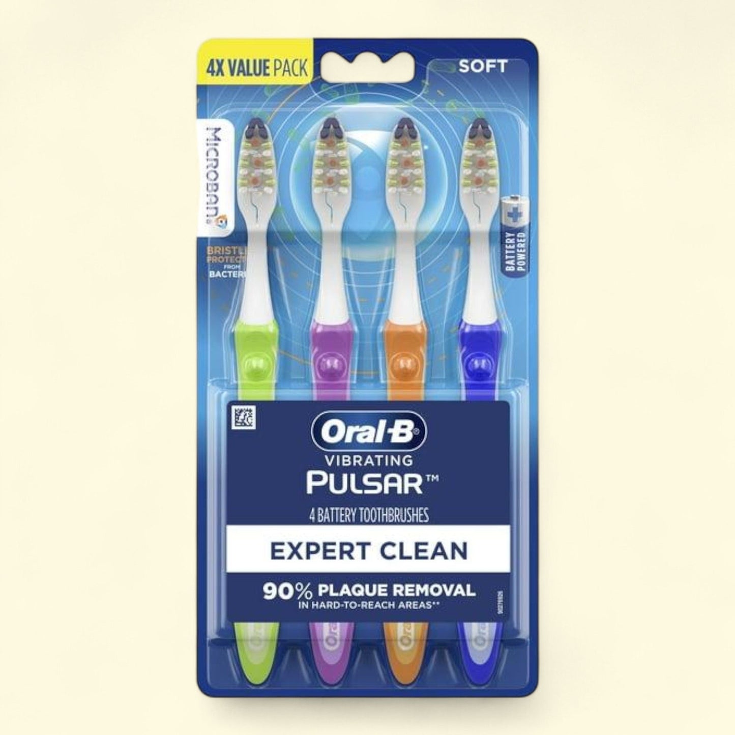 Oral-B Vibrating Pulsar Expert Clean Battery Toothbrush, Soft, 4 Count