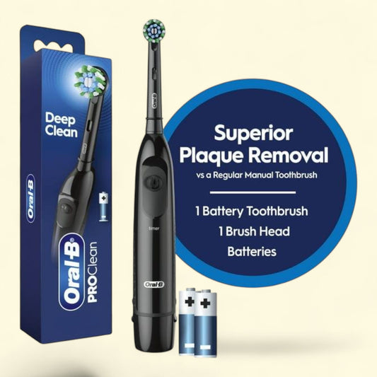 Oral-B ProClean CrossAction, Battery Powered Electric Toothbrush, Black, Adults and Children 3+