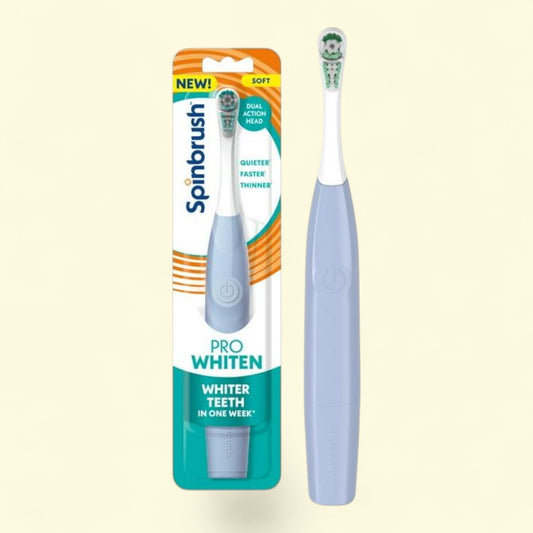 Spinbrush PRO WHITEN Electric Toothbrush, Soft Bristles, Light Blue, Adults