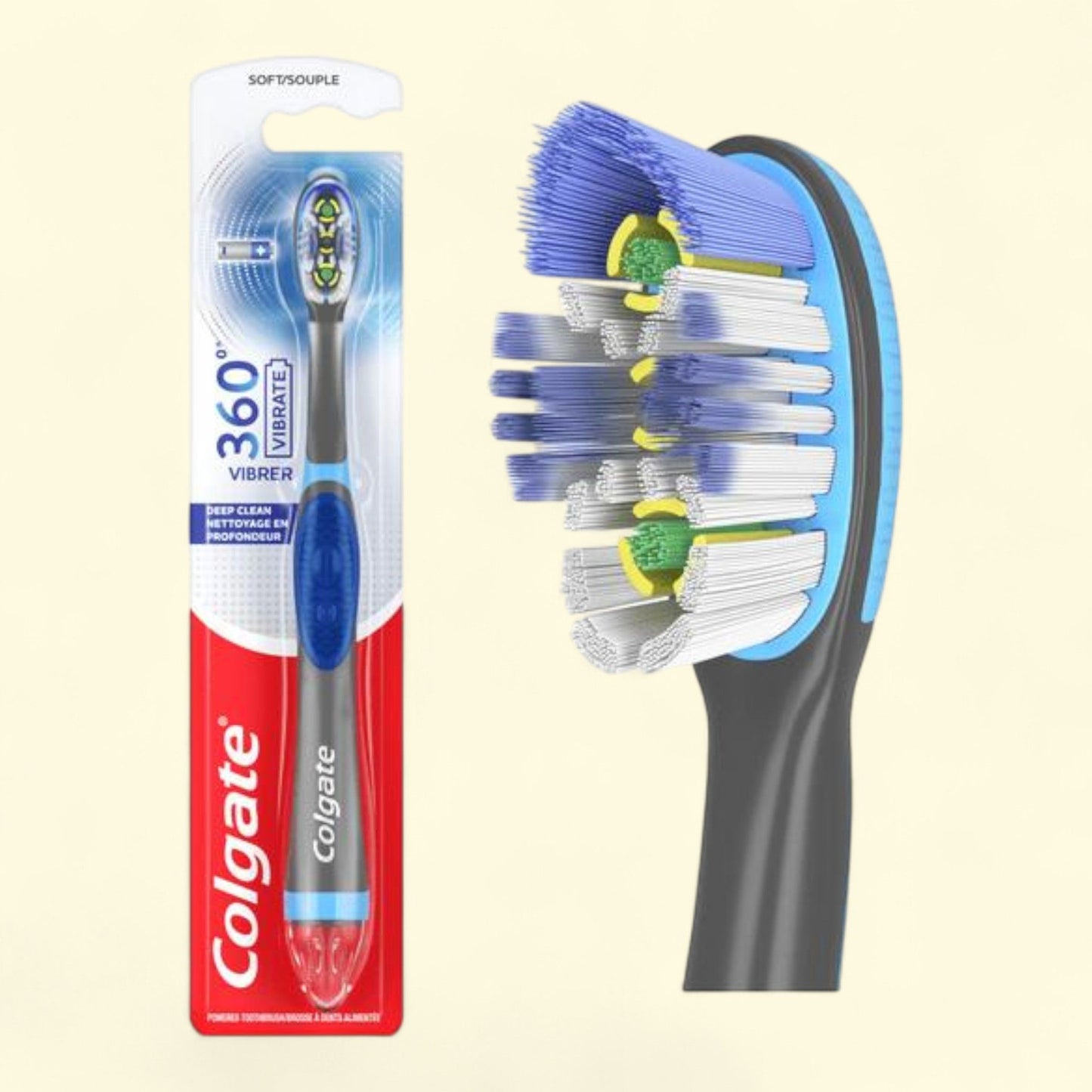 Colgate 360 Vibrate Deep Clean Battery Powered Adult Toothbrush, Soft, 1 AAA Battery Included