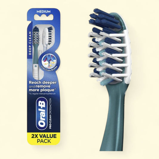 Oral-B Pro Clean Cross Action Toothbrushes, Medium, 2 Count