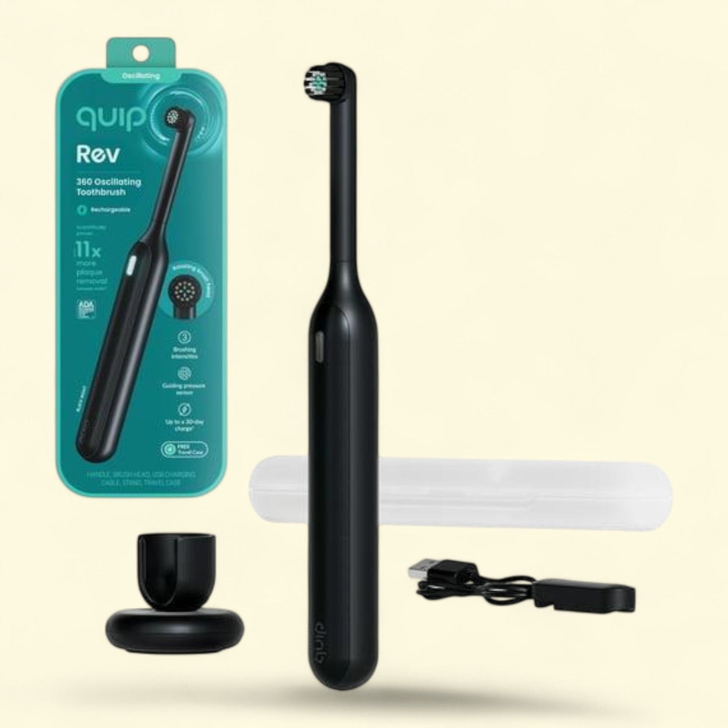 Quip Electric Toothbrush, Adult Compact Head, Black Night