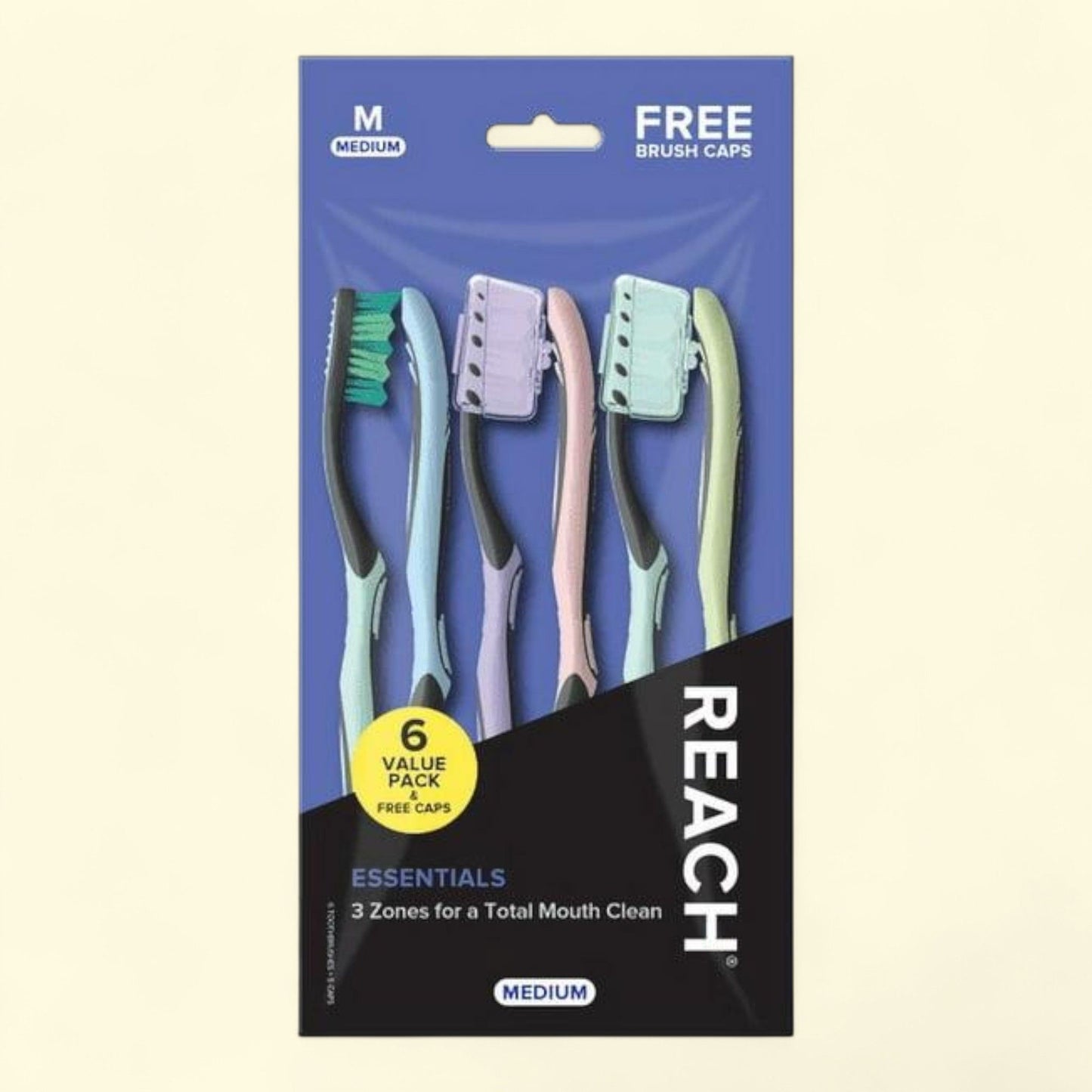 Reach Essentials Toothbrush, Medium, 6ct
