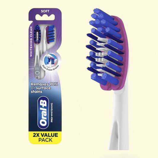 Oral-B Pro Whitening Toothbrushes, Soft, 2 Count