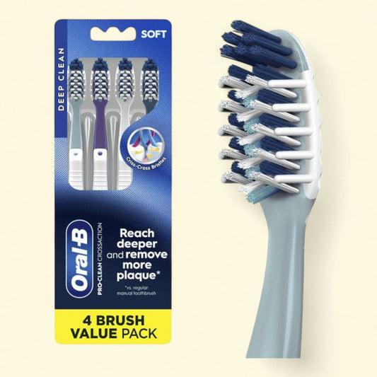 Oral-B Pro Clean Cross Action Toothbrushes, Soft, 4 Count