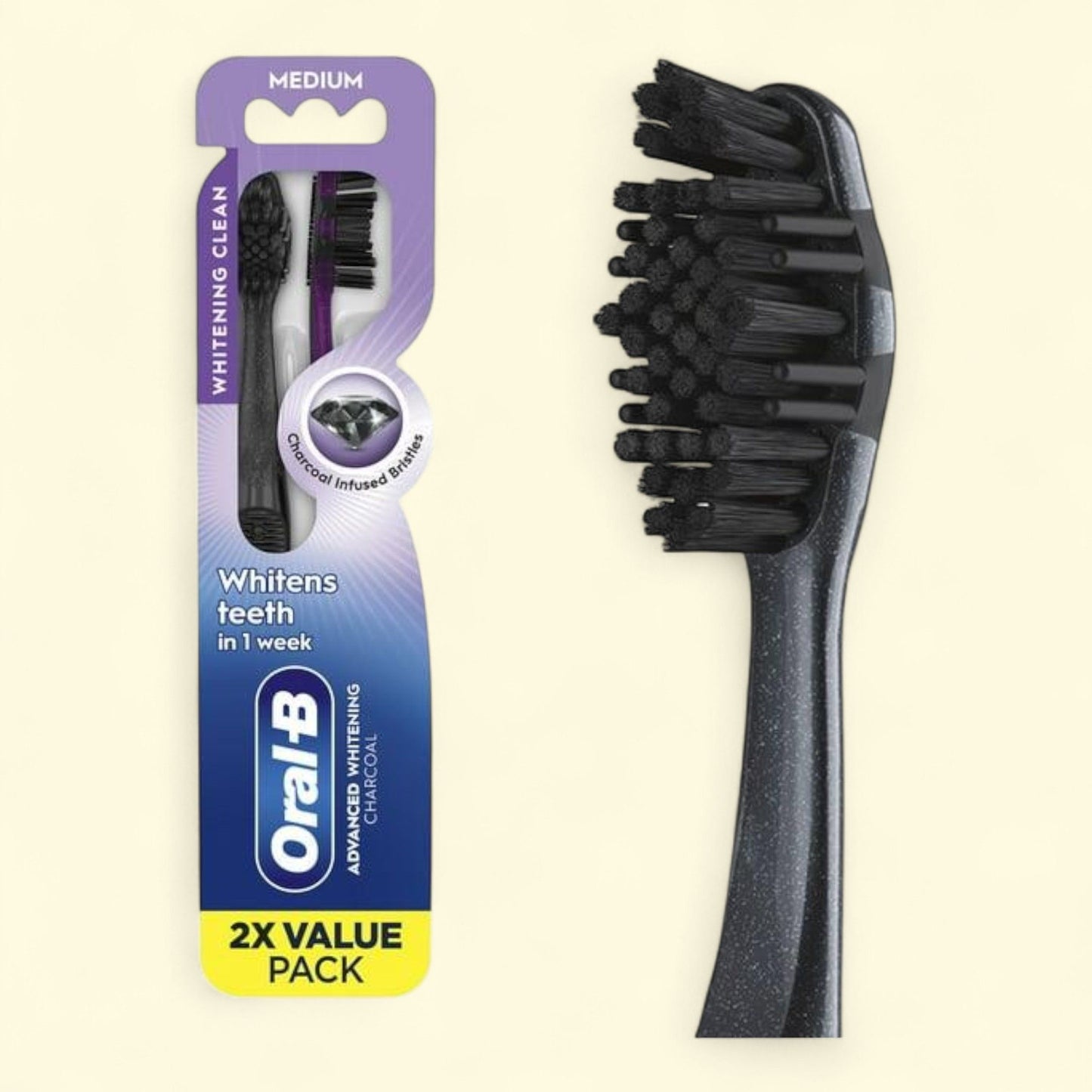 Oral-B Advanced Whitening Toothbrushes, Medium, 2 Count