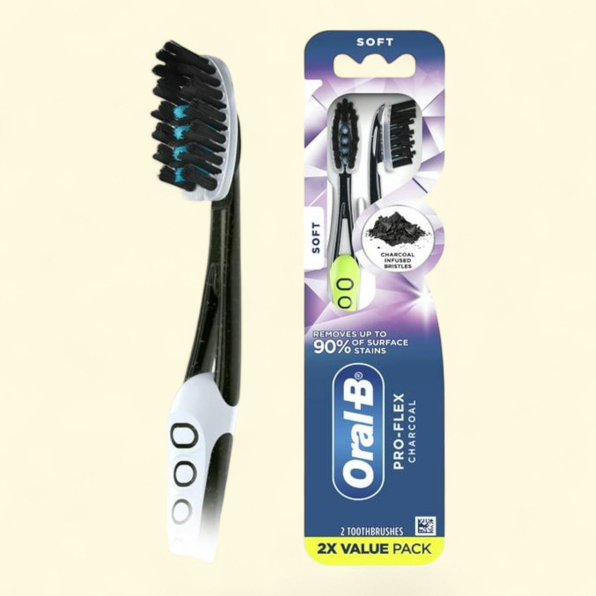 Oral-B Pro-Flex Charcoal Toothbrush, Adult, Soft Bristle, 2 Count — authentic US product shipped worldwide by Treatspree