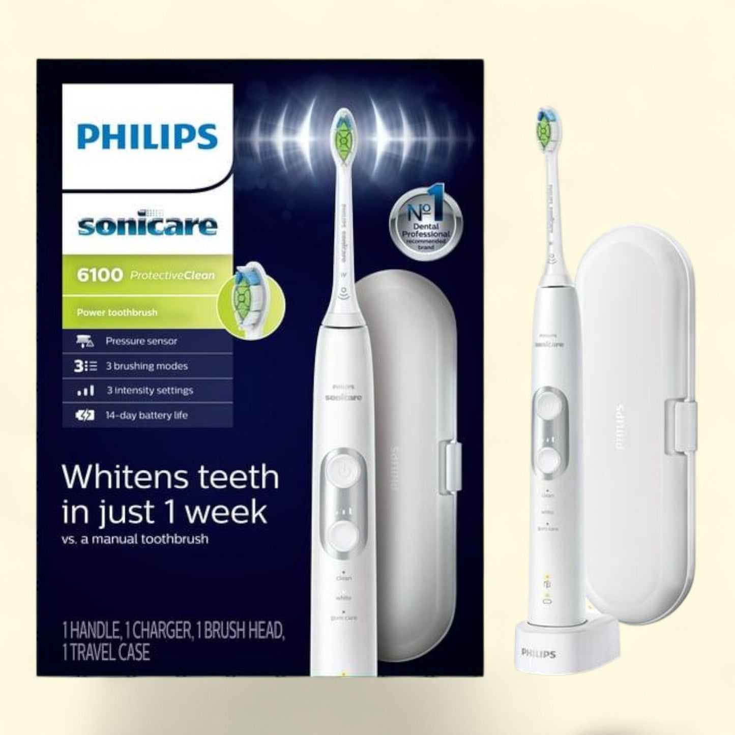 Philips Sonicare ProtectiveClean 6100 Electric Toothbrush, White Hx6877/21
