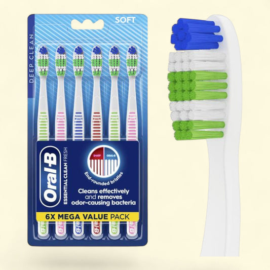 Oral-B Essential Clean Fresh Toothbrushes, Soft 6 count