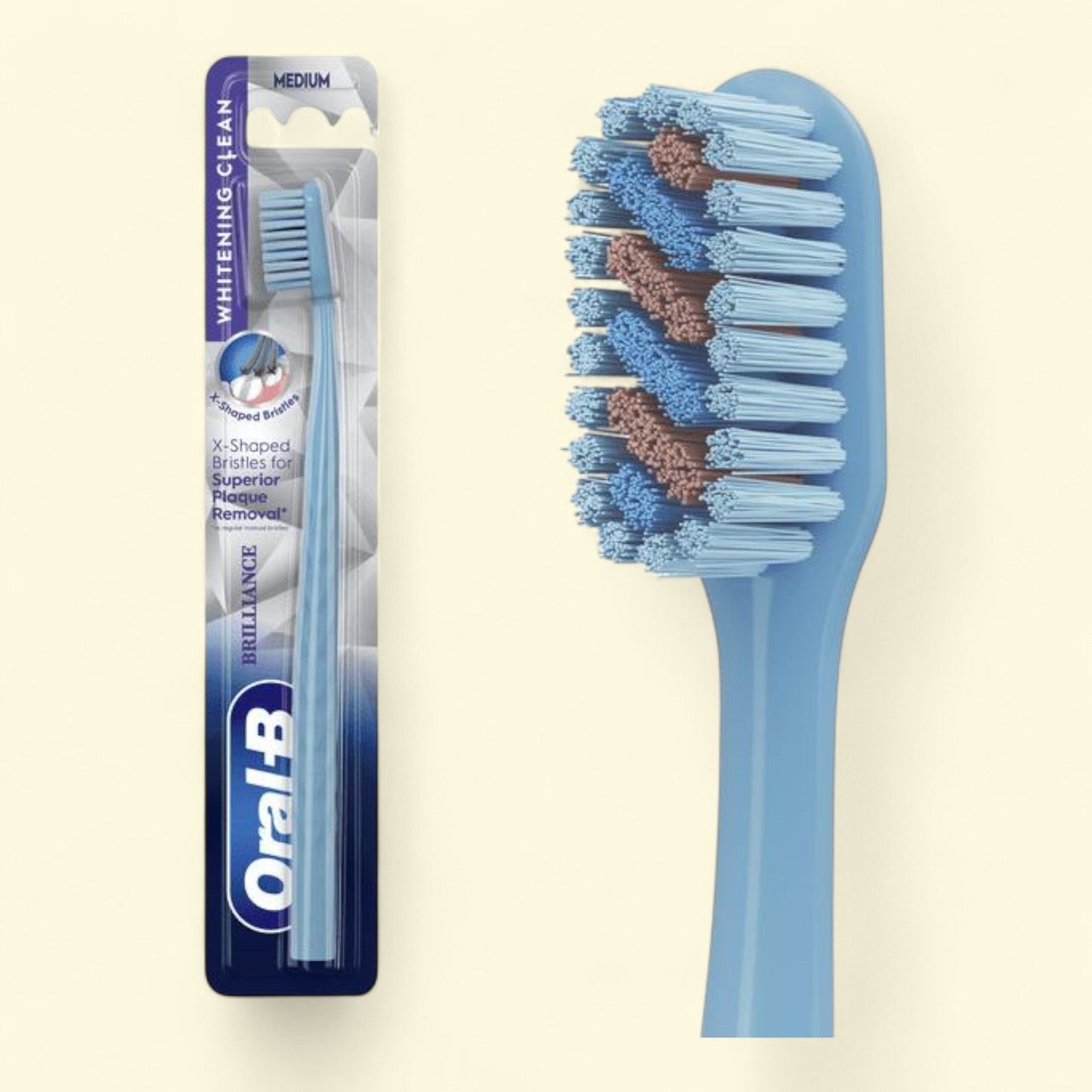 Oral-B Pro Whitening Brilliance Toothbrush, Medium, Sky Blue, 1 Count