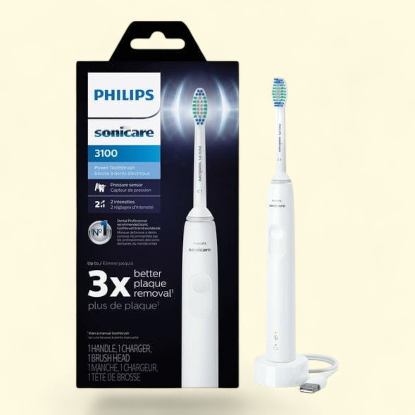 Philips Sonicare 3100 Power Toothbrush, White HX3681/03