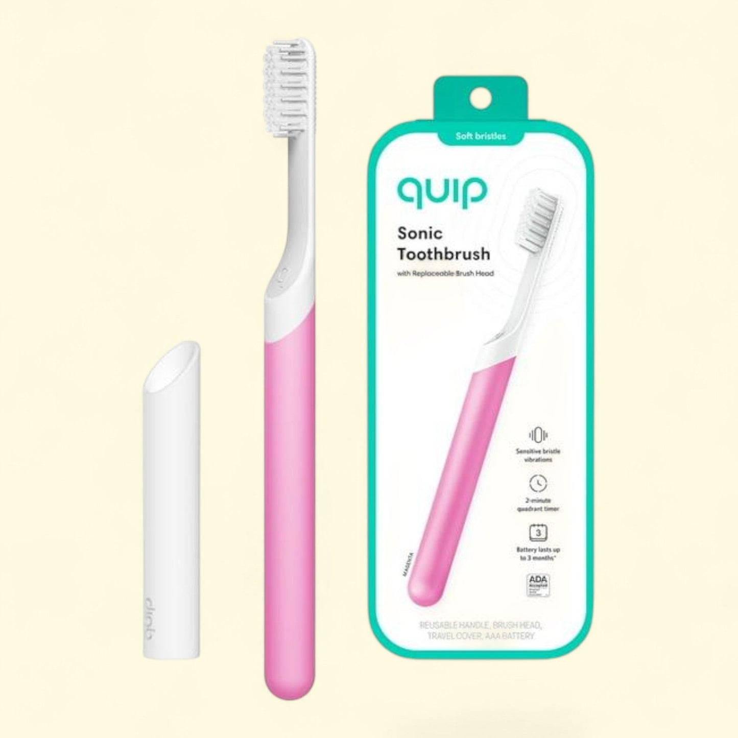 Quip Adult Electric Toothbrush Full Head, Magenta Plastic