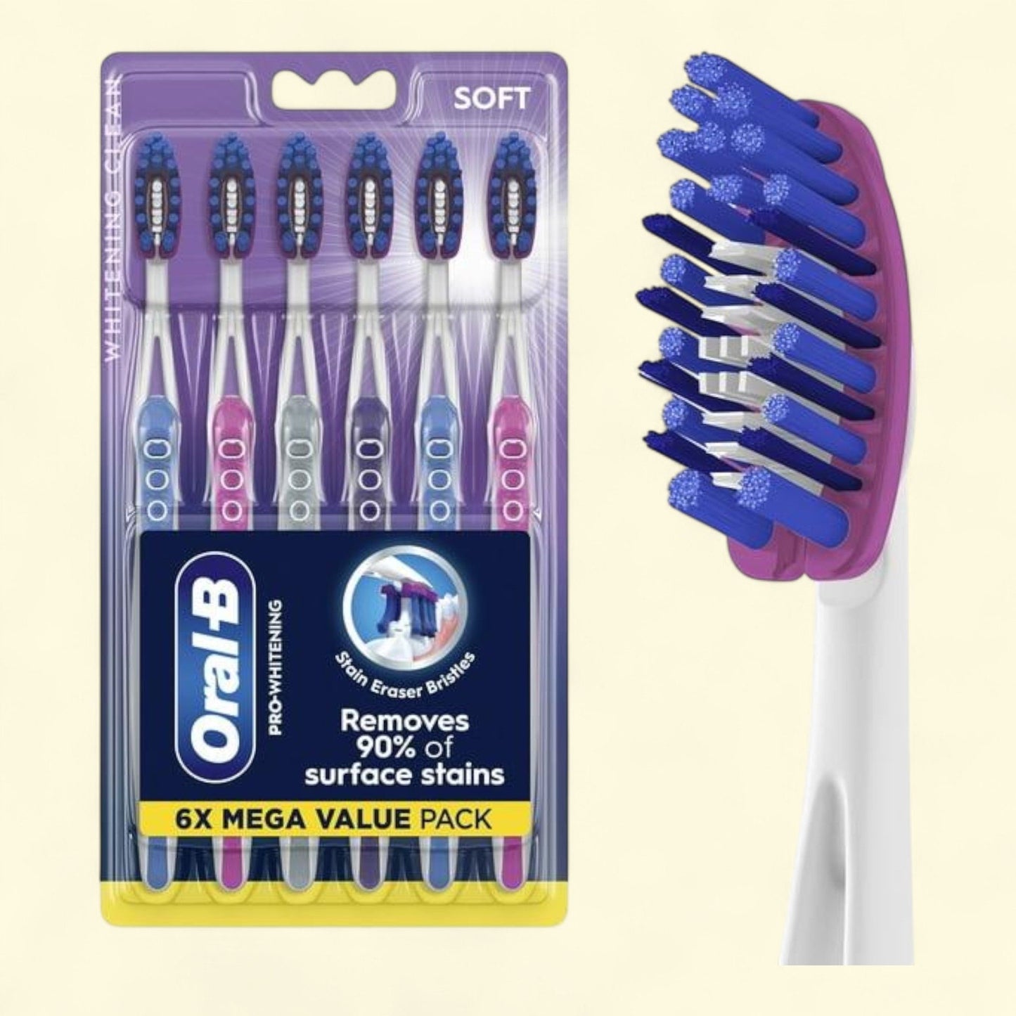 Oral-B Pro Whitening Toothbrushes, Soft, 6 Count