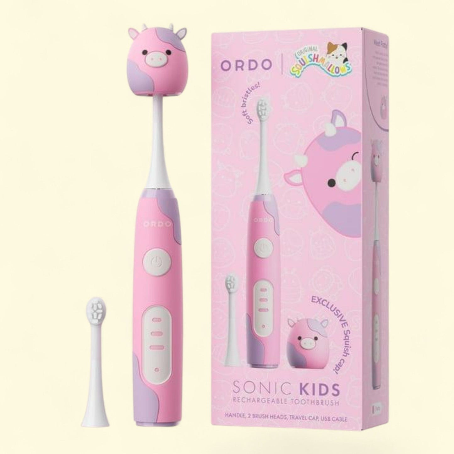 Ordo Kids Sonic Toothbrush, Squishmallows Patty, Pink