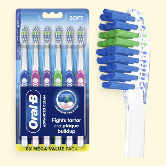 Oral-B Advanced Clean Toothbrushes, Soft, 6 Count