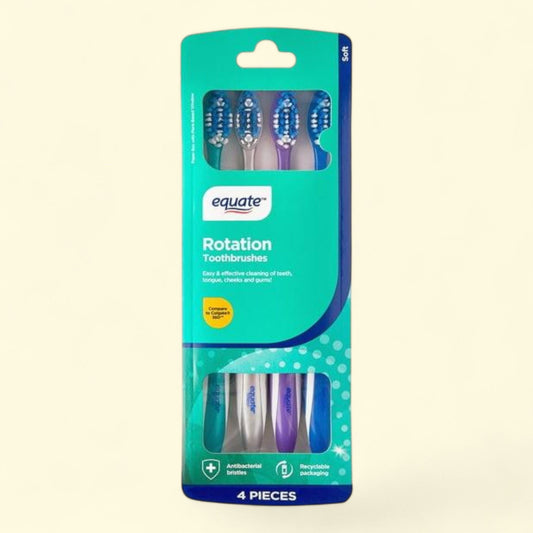 Equate Rotation Manual Toothbrush, Soft Bristles (4 Count)