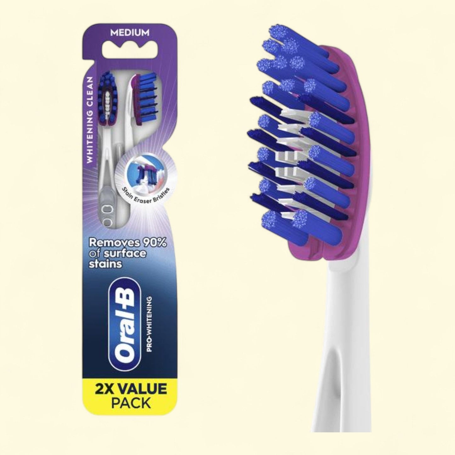 Oral-B Pro Whitening Toothbrushes, Medium, 2 Count
