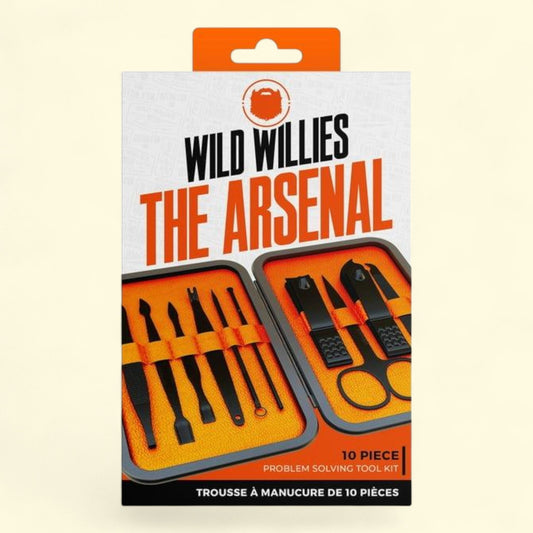 Wild Willies Arsenal Manicure and Pedicure Stainless Steel Grooming Kit, 10 Pieces