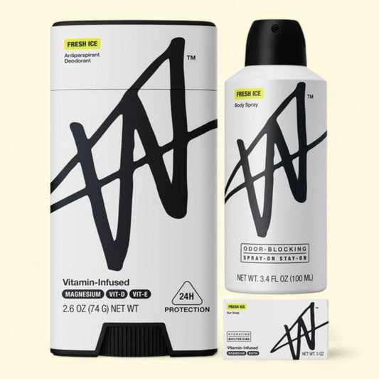 W by Jake Paul Ice Scent Bundle, Deodorant + Body Spray + Soap Bar, 3.4 oz