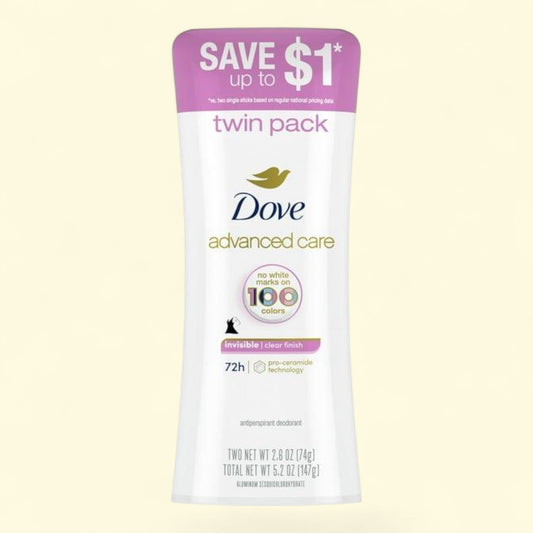 Dove Antiperspirant Deodorant Stick, 2.6 oz Twin Pack