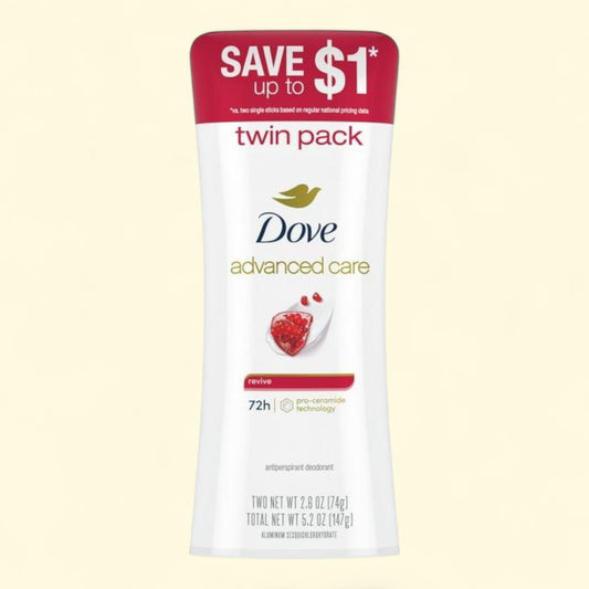Dove Advanced Care Antiperspirant Deodorant Stick Revive, 2.6 oz Twin Pack