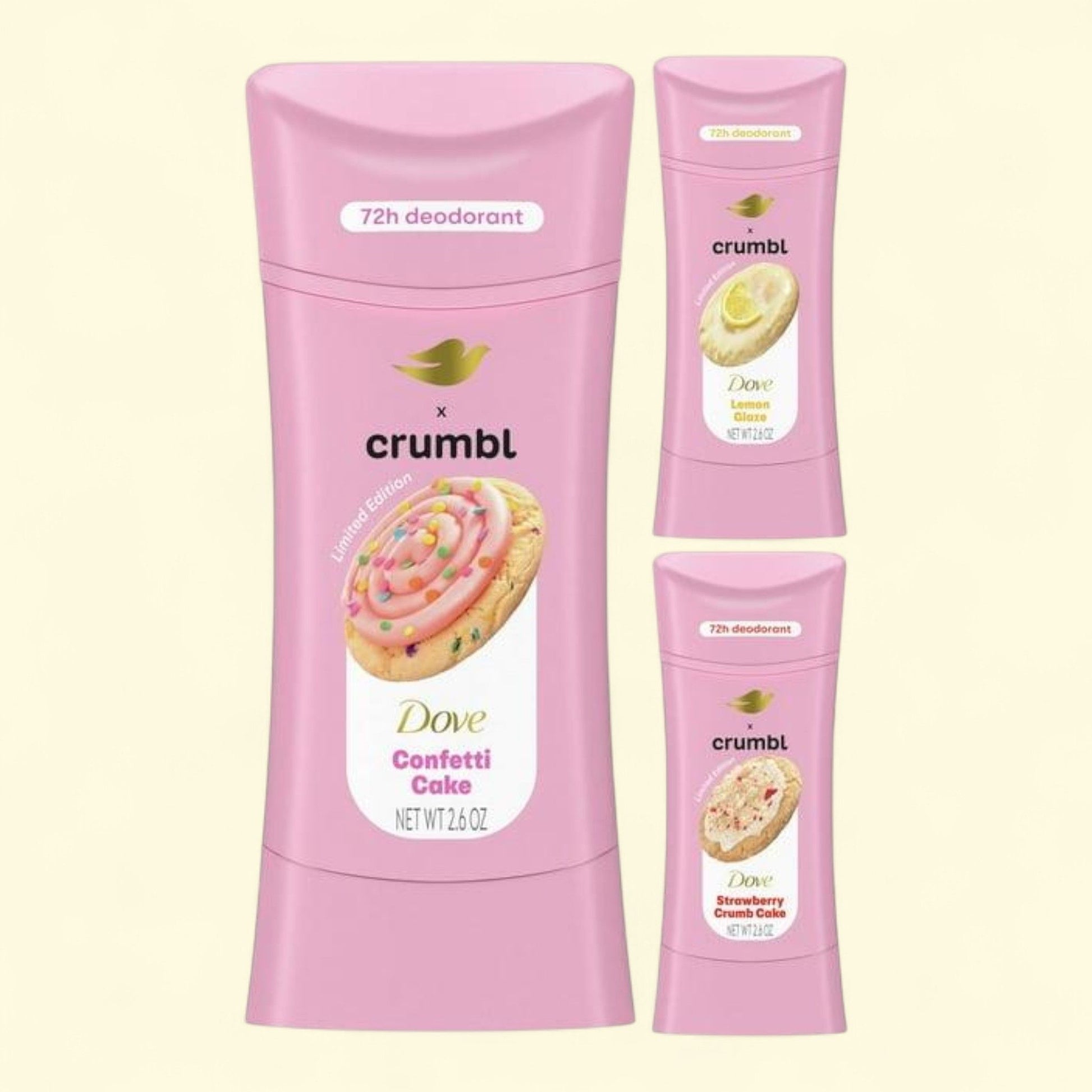 Dove x Crumbl Deodorant Variety Pack - Funfetti Birthday Cookie, Le... — authentic US product shipped worldwide by Treatspree