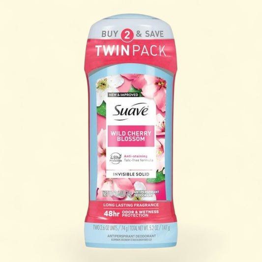 Suave Antiperspirant Deodorant, Wild Cherry Blossom, 2.6 oz Twin Pack