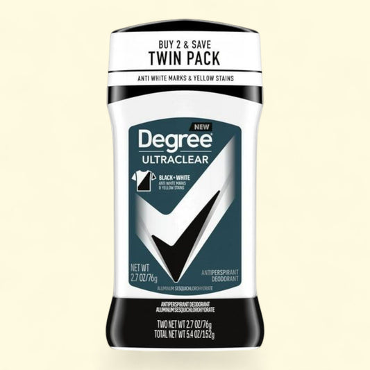 Degree Ultra Clear Antiperspirant Deodorant Stick Twin Pack, Woody, 2.7 oz