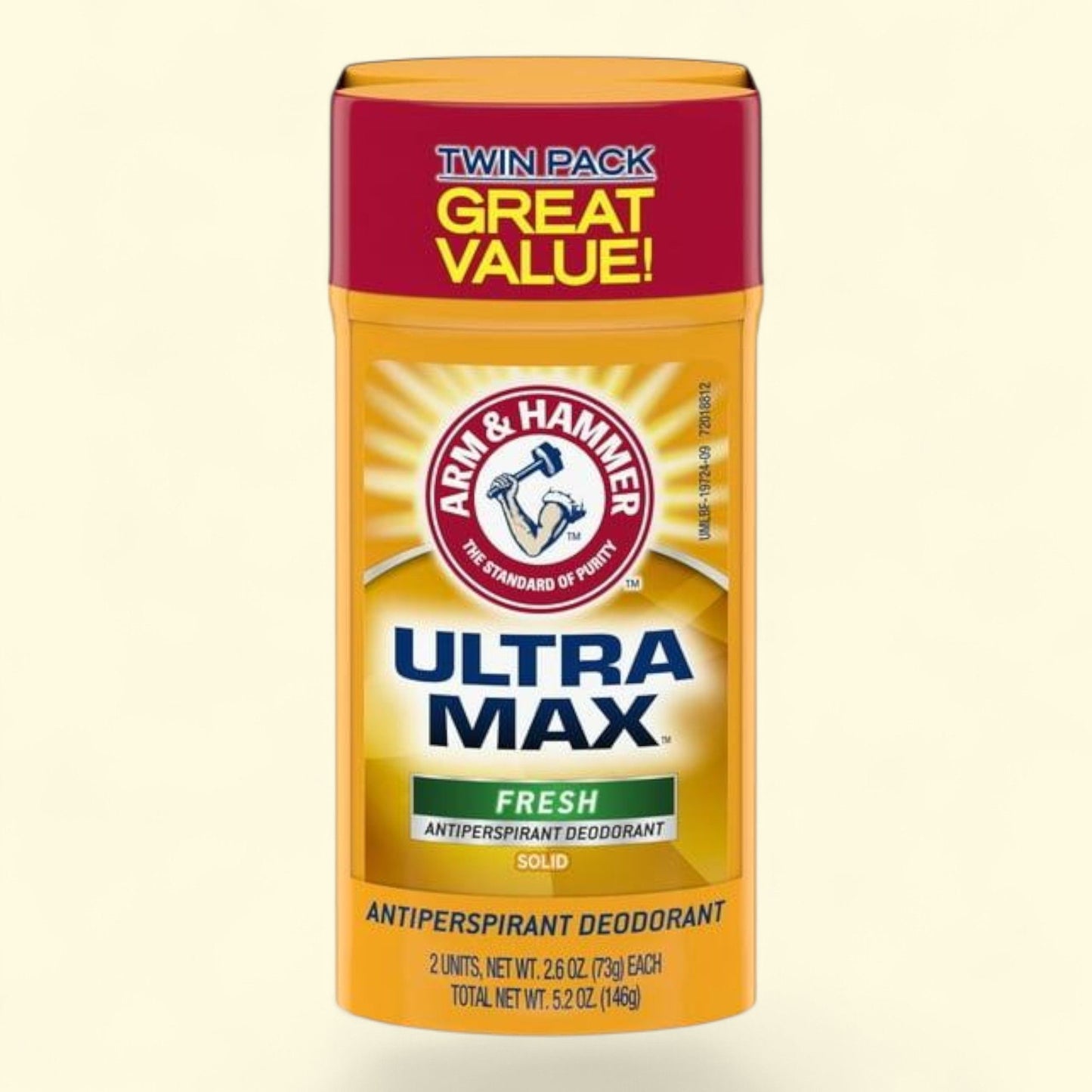 ARM & HAMMER ULTRA MAX Deodorant, Solid Stick 2.6 oz, Twin Pack
