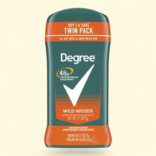 Degree Men's Antiperspirant Deodorant Stick, Wildwoods, 2.7 oz Twin Pack